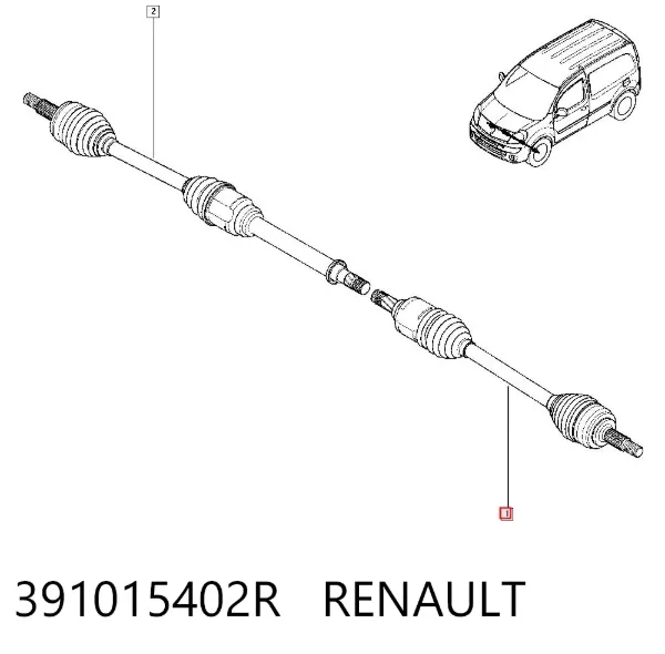 Półoś napędowa przednia lewa 391015402R Renault (RVI)