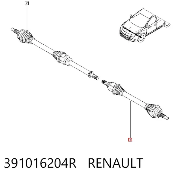 Półoś napędowa przednia lewa 391016204R Renault (RVI)