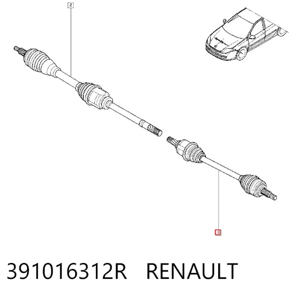 Półoś napędowa przednia lewa 391016312R Renault (RVI)