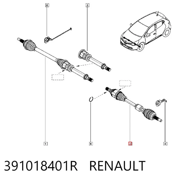 Półoś napędowa przednia lewa 391018401R Renault (RVI)