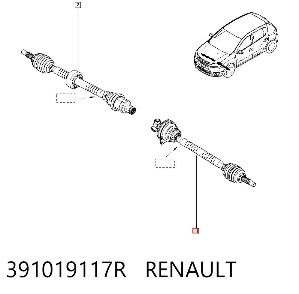 Półoś napędowa przednia lewa 391019117R Renault (RVI)