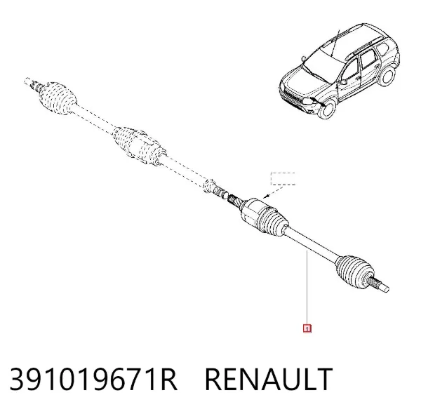 Półoś napędowa przednia lewa 391019671R Renault (RVI)