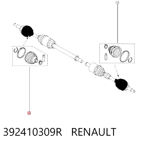 Osłona przegubu homokinetycznego półosi przedniej zewnętrzna 392410309R Renault (RVI)