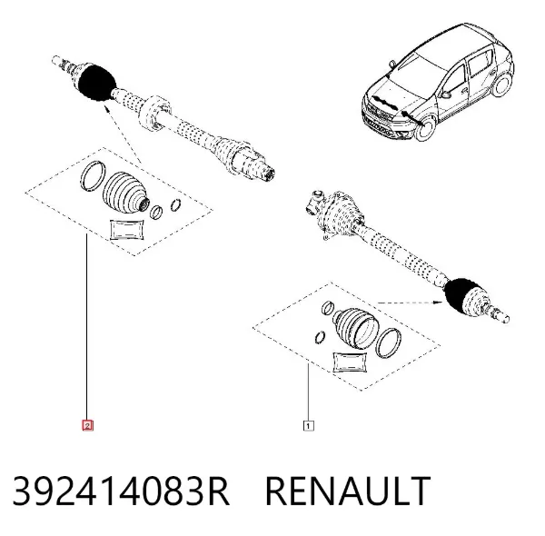 Osłona przegubu homokinetycznego półosi przedniej zewnętrzna 392414083R Renault (RVI)