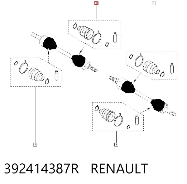 Osłona przegubu homokinetycznego półosi tylnej wewnętrzna 392414387R Renault (RVI)