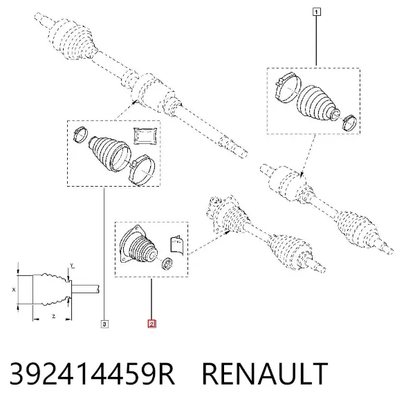 Osłona przegubu homokinetycznego półosi przedniej wewnętrzny lewy 392414459R Renault (RVI)
