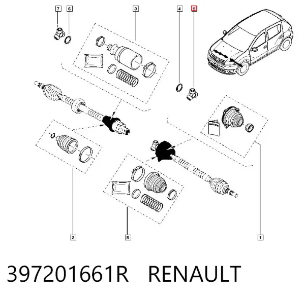 Półoś napędowa przednia prawa 397201661R Renault (RVI)