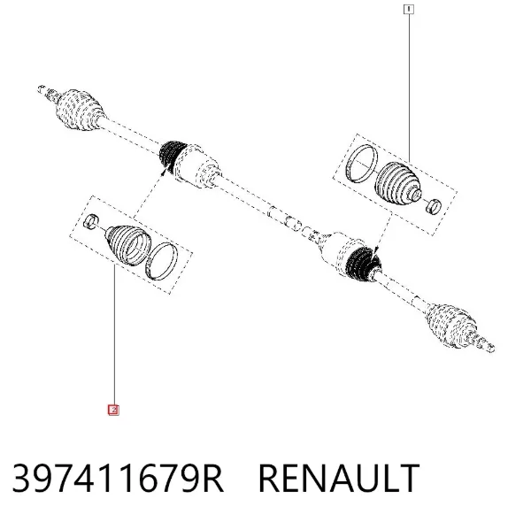 Osłona przegubu homokinetycznego półosi przedniej wewnętrzna 397411679R Renault (RVI)