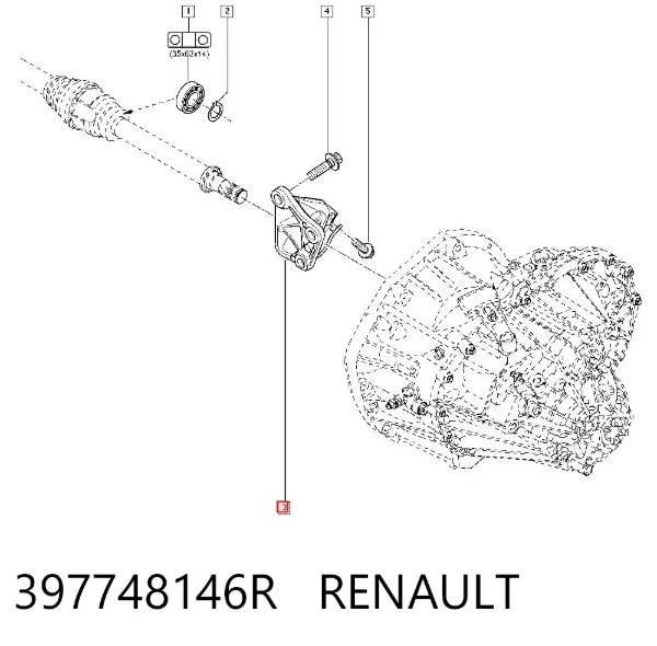 Podpora łożyska podwieszanego półosi przedniej 397748146R Renault (RVI)