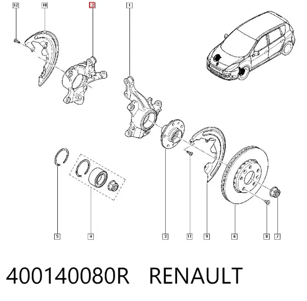 Czop (zwrotnica) przedni prawy 400140080R Renault (RVI)