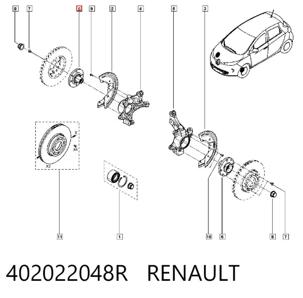 Piasta przednia 402022048R Renault (RVI)