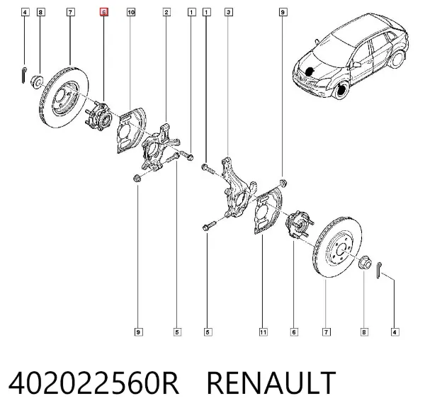 Piasta przednia 402022560R Renault (RVI)