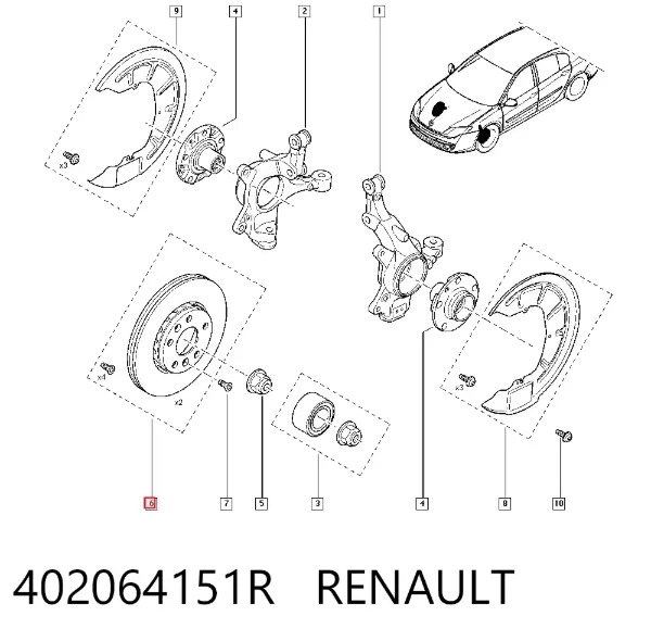 Tarcza hamulcowa przednia 402064151R Renault (RVI)
