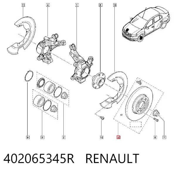 Tarcza hamulcowa przednia 402065345R Renault (RVI)