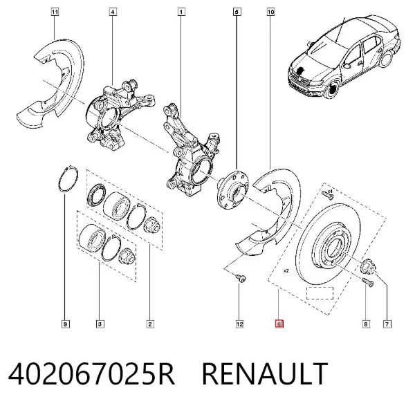 Tarcza hamulcowa przednia 402067025R Renault (RVI)