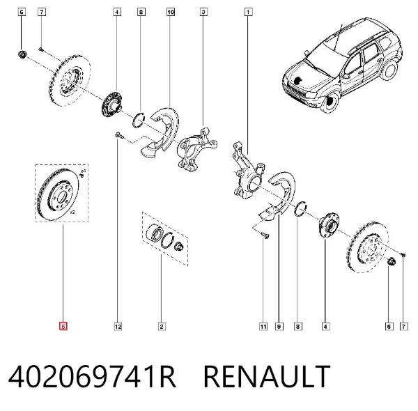 Tarcza hamulcowa przednia 402069741R Renault (RVI)