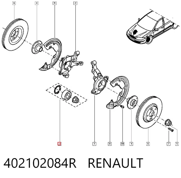 Łożysko piasty przedniej 402102084R Renault (RVI)