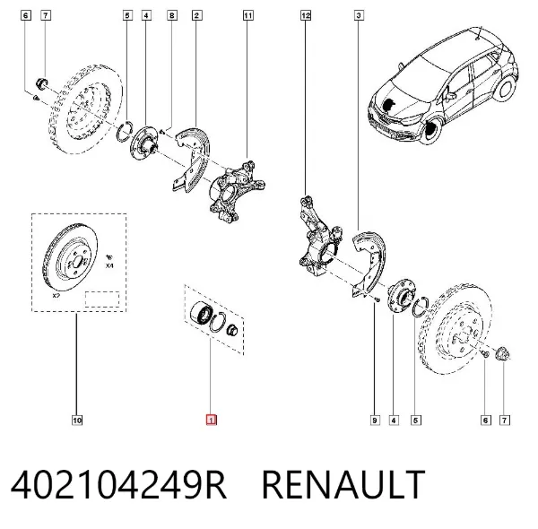 Łożysko piasty przedniej 402104249R Renault (RVI)