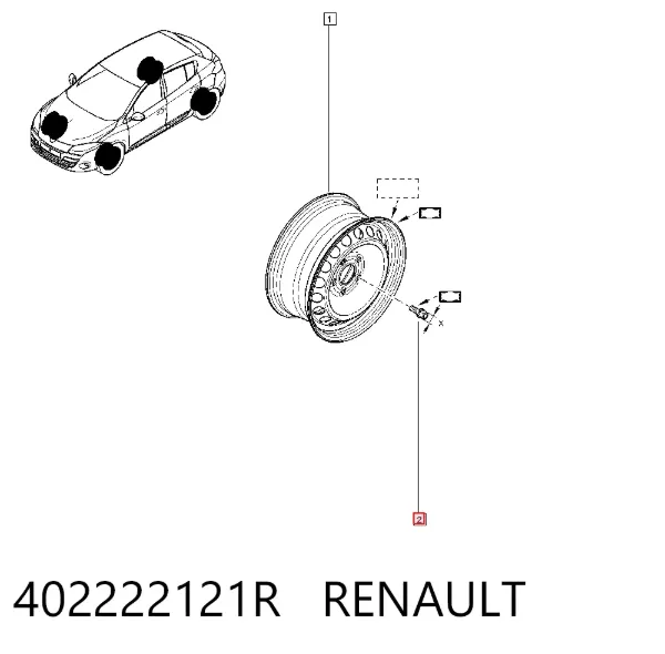 Śruba koła 402222121R Renault (RVI)