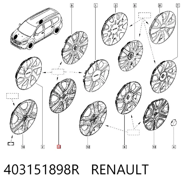 Kołpak do obręczy koła 403151898R Renault (RVI)