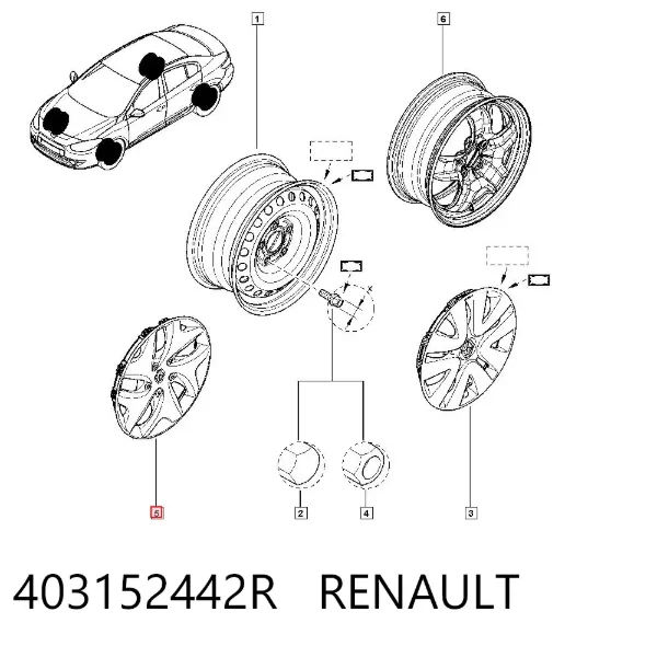 Kołpak do obręczy koła 403152442R Renault (RVI)