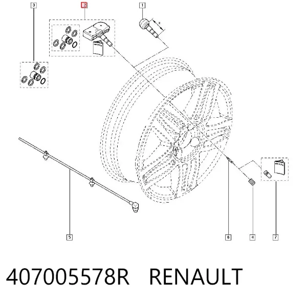 Czujnik ciśnienia w oponach 407005578R Renault (RVI)