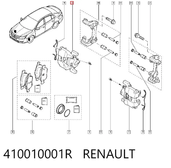 Zacisk hamulcowy przedni prawy 410010001R Renault (RVI)
