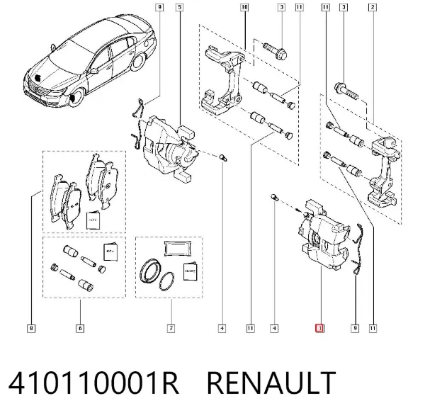 Zacisk hamulcowy przedni lewy 410110001R Renault (RVI)