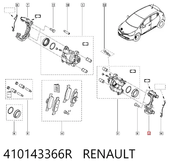 Jarzmo zacisku hamulcowego przedniego 410143366R Renault (RVI)