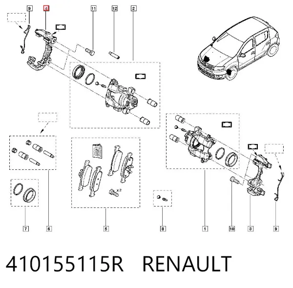 Jarzmo zacisku hamulcowego przedniego 410155115R Renault (RVI)