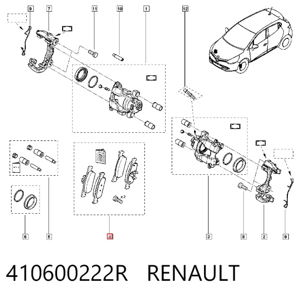 Klocki hamulcowe przednie tarczowe 410600222R Renault (RVI)