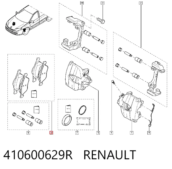 Klocki hamulcowe przednie tarczowe 410600629R Renault (RVI)