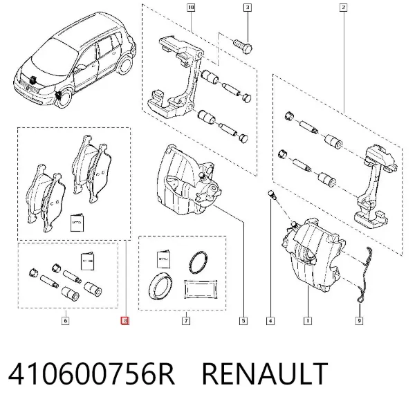 Klocki hamulcowe przednie tarczowe 410600756R Renault (RVI)