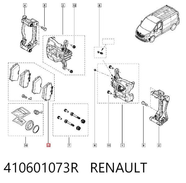 Klocki hamulcowe przednie tarczowe 410601073R Renault (RVI)