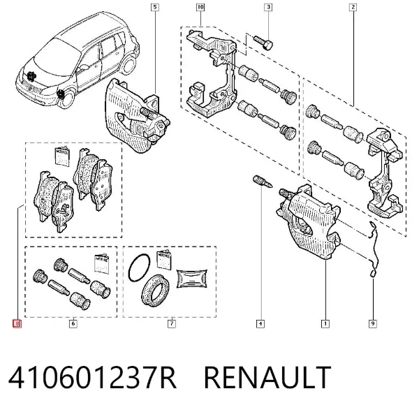 Klocki hamulcowe przednie tarczowe 410601237R Renault (RVI)