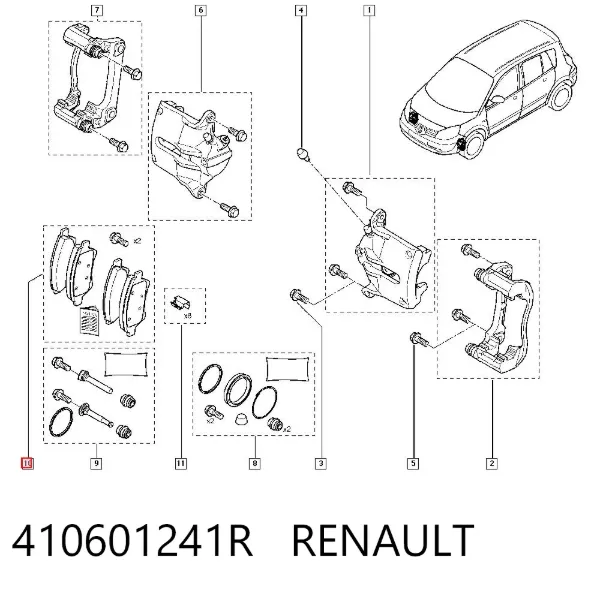 Klocki hamulcowe przednie tarczowe 410601241R Renault (RVI)