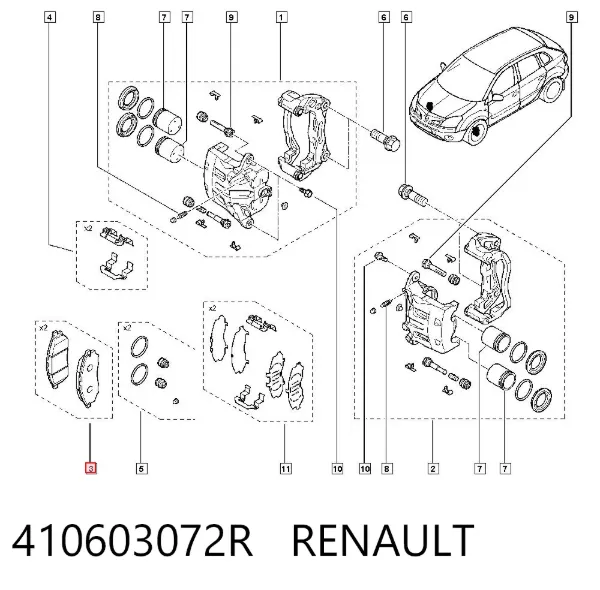 Klocki hamulcowe przednie tarczowe 410603072R Renault (RVI)