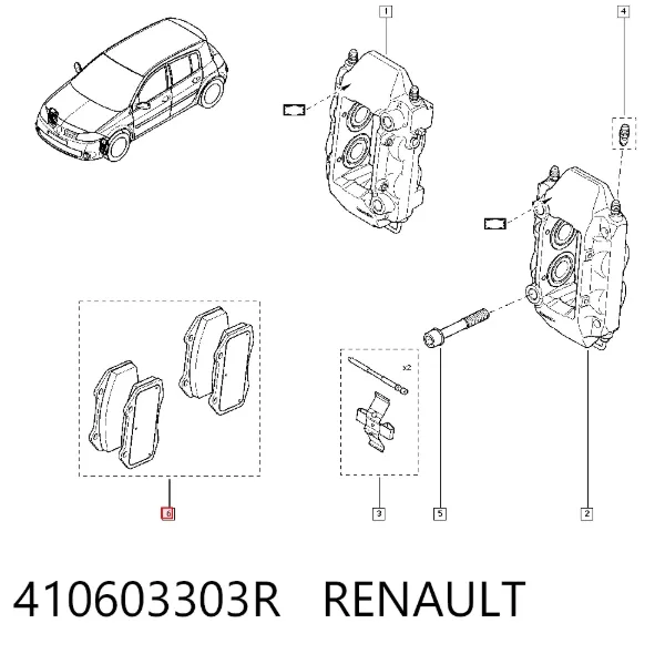 Klocki hamulcowe przednie tarczowe 410603303R Renault (RVI)