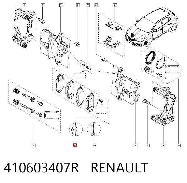 Klocki hamulcowe przednie tarczowe 410603407R Renault (RVI)