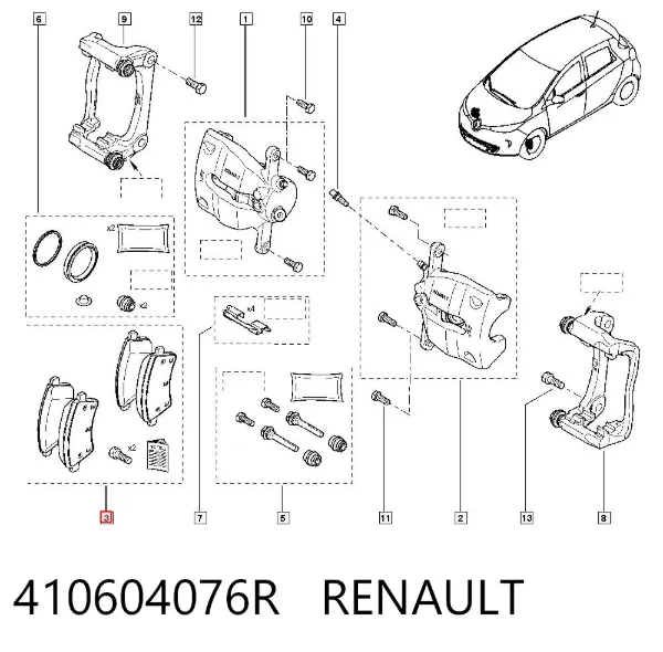 Klocki hamulcowe przednie tarczowe 410604076R Renault (RVI)