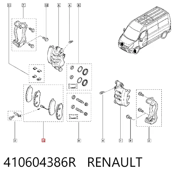 Klocki hamulcowe przednie tarczowe 410604386R Renault (RVI)