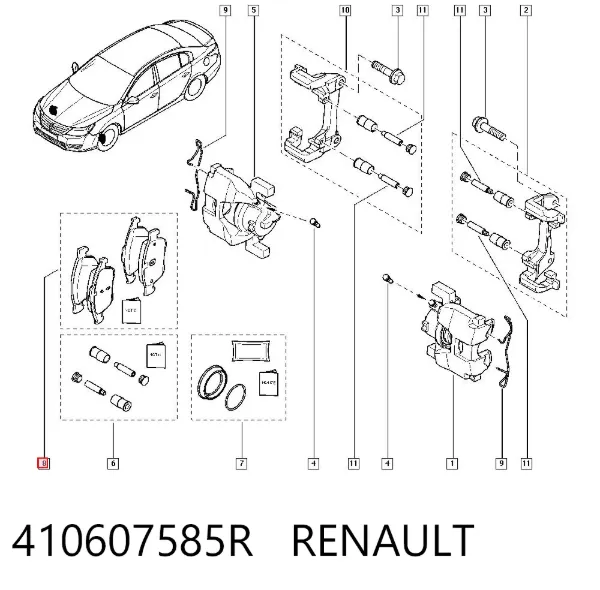 Klocki hamulcowe przednie tarczowe 410607585R Renault (RVI)