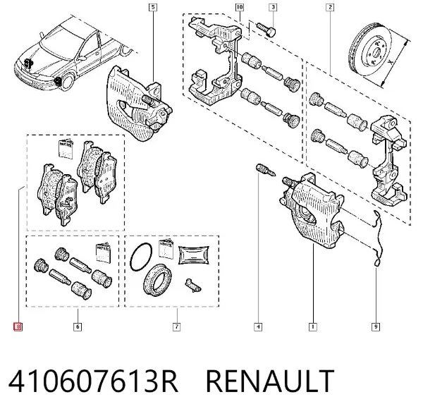 Klocki hamulcowe przednie tarczowe 410607613R Renault (RVI)