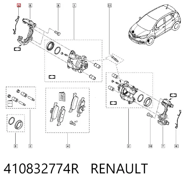 Zestaw sprężynek do mocowania klocków tarczowych przednich 410832774R Renault (RVI)