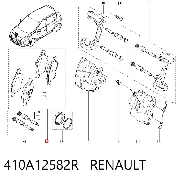 Klocki hamulcowe przednie tarczowe 410A12582R Renault (RVI)