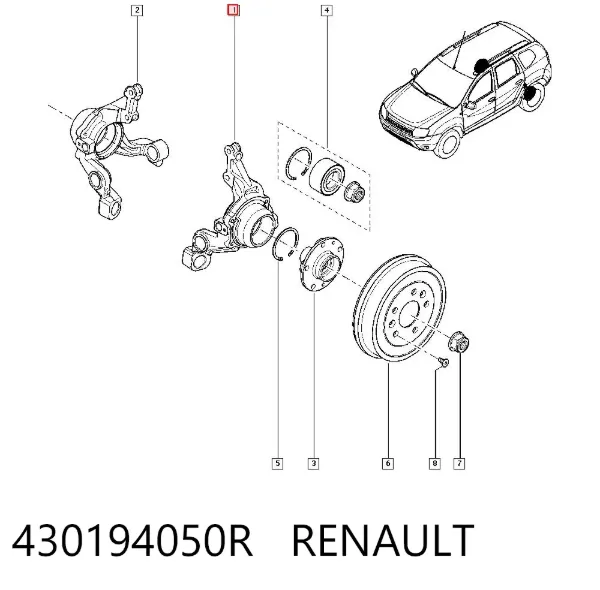 Czop (zwortnica) tylny lewy 430194050R Renault (RVI)