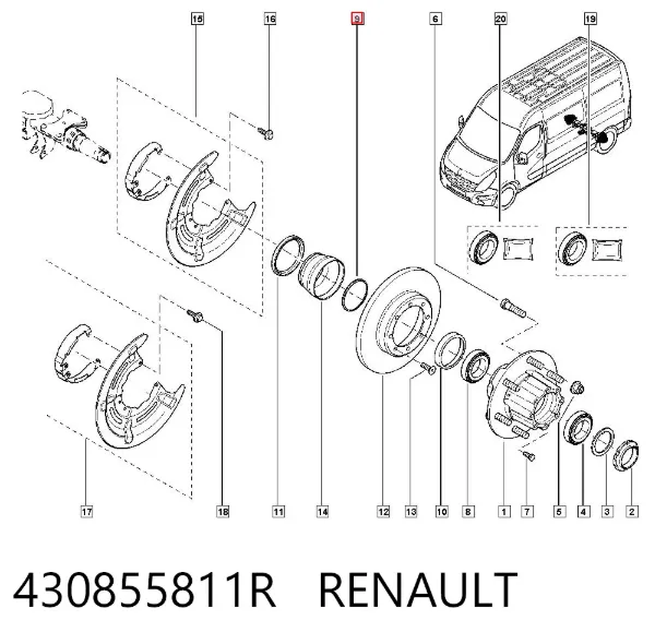Uszczelniacz piasty tylnej wewnętrzny 430855811R Renault (RVI)