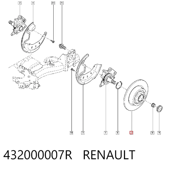 Tarcza hamulcowa tylna 432000007R Renault (RVI)