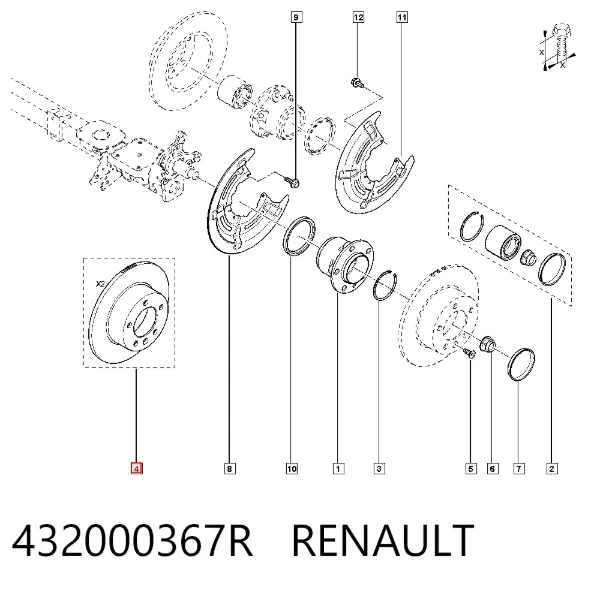 Tarcza hamulcowa tylna 432000367R Renault (RVI)