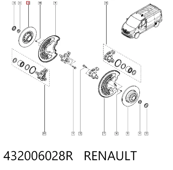 Tarcza hamulcowa tylna 432006028R Renault (RVI)
